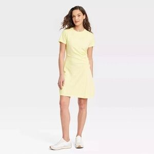 Universal Thread Short-Sleeve Ruched Knit Mini T-Shirt Dress, L